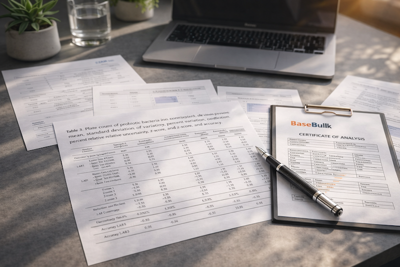 Powder ingredients in glass bowl