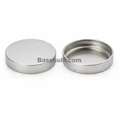 Cap 38 mm silver smooth metal