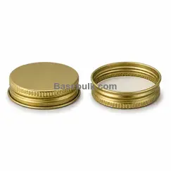 Cap 45 mm gold ribbed metal with an induction heat seal liner