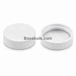 Cap 45 mm white ribbed plastic with an induction heat seal liner