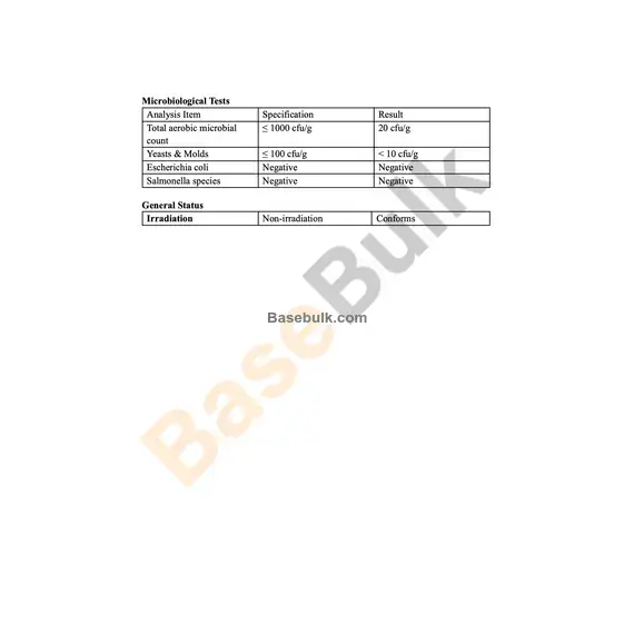 Magnesium Stearate specification analysis sheet, RM0000003