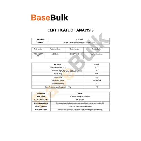 Lemon concentrated juice powder RM0000357