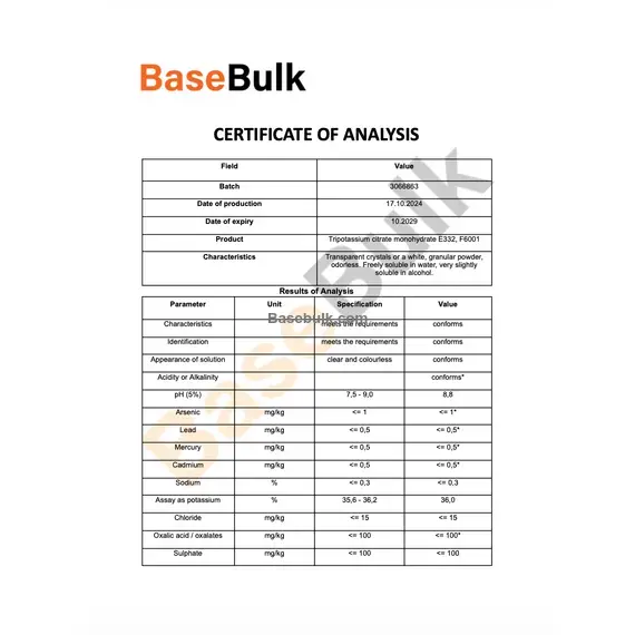 Potassium citrate (Tripotassium Citrate), RM0000410