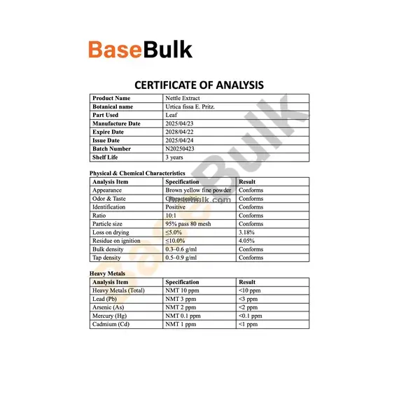 Nettle extract 10:1 brown yellow fine powder RM0000447