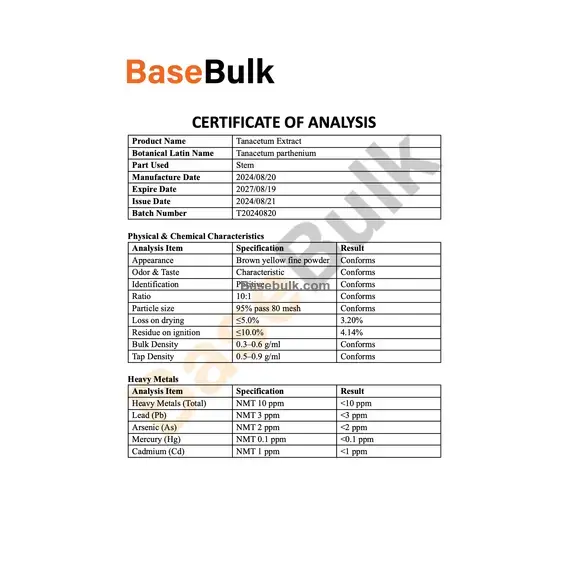 Tanacetum Extract 10:1 brown yellow fine powder, RM0000450