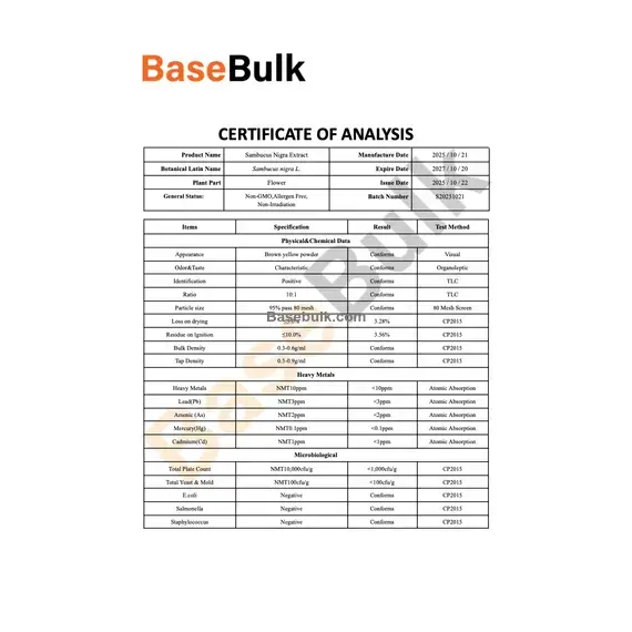 Sambucus Nigra Flowers extract 10:1 additional product image