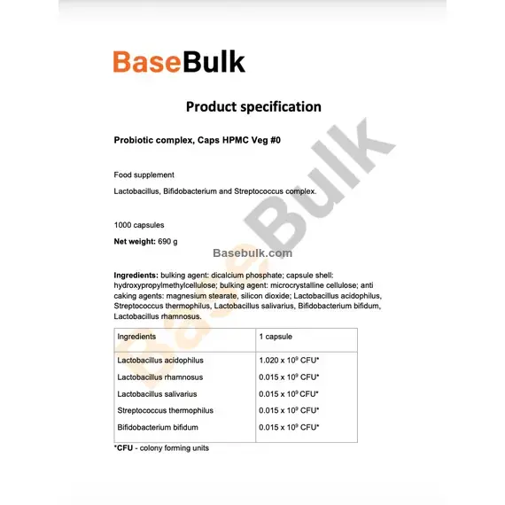 Probiotic complex 1,04 Billions HPMC veg capsules, 1000 capsules