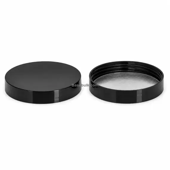 100 mm black smooth plastic cap with induction heat seal liner