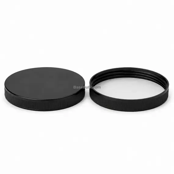 Cap 120 mm black ribbed HDPE