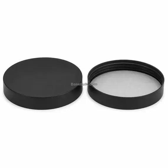135 mm matte black plastic cap with induction heat seal liner