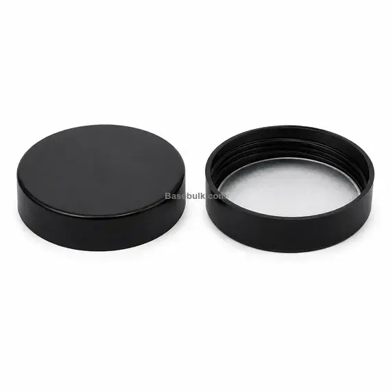 Cap 38 mm black smooth plastic with an induction heat seal liner