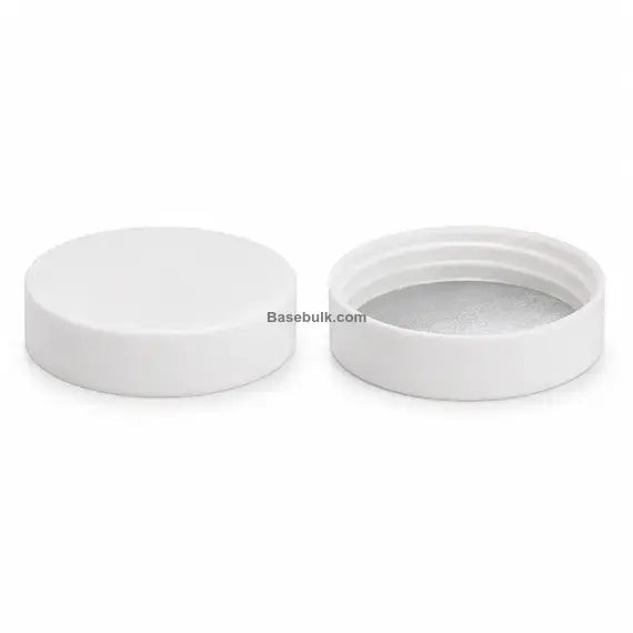38 mm white smooth plastic cap with induction heat seal liner