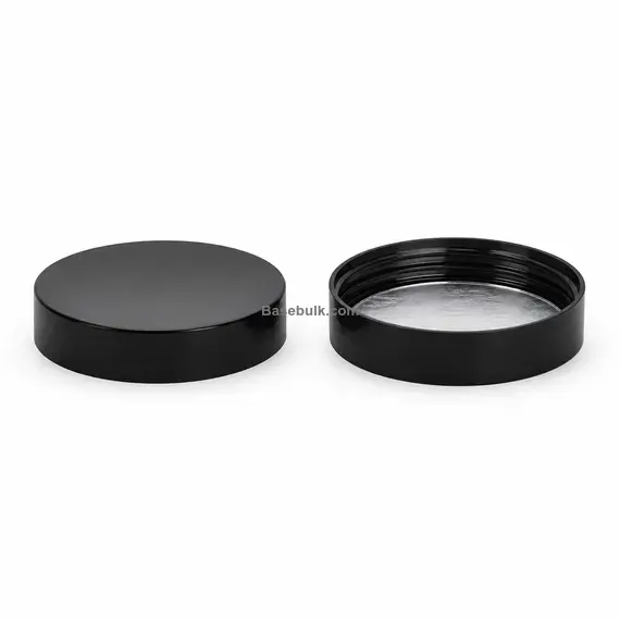 45 mm black smooth plastic cap with induction heat seal liner