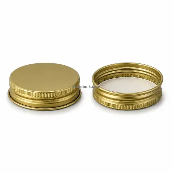45 mm gold ribbed metal cap with induction heat seal liner