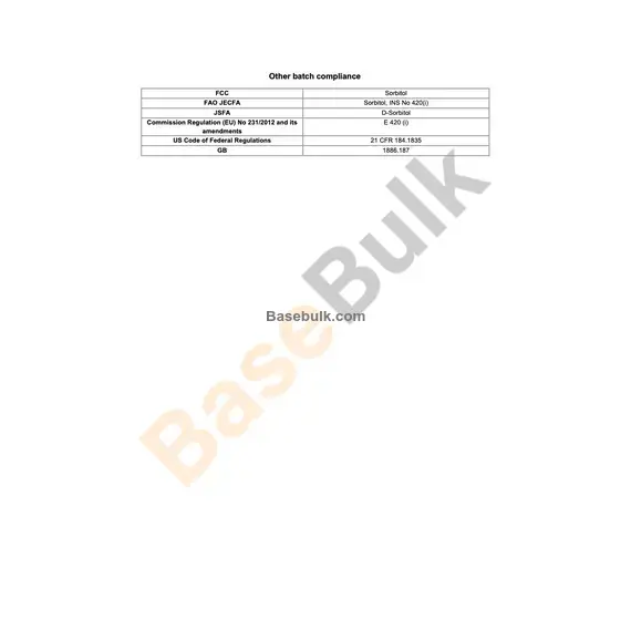 NEOSORB® P 60 sorbitol E420I product specification sheet