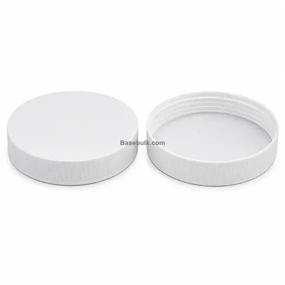 Cap 120 mm white ribbed plastic with an induction heat seal liner