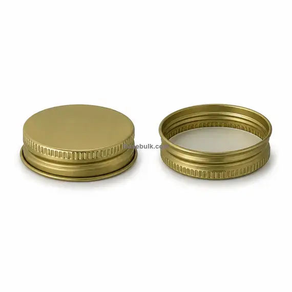 Cap 38 mm gold ribbed metal with an induction heat seal liner