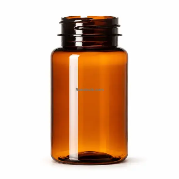 100 ml amber PET packer bottle with 38 mm neck, without cap