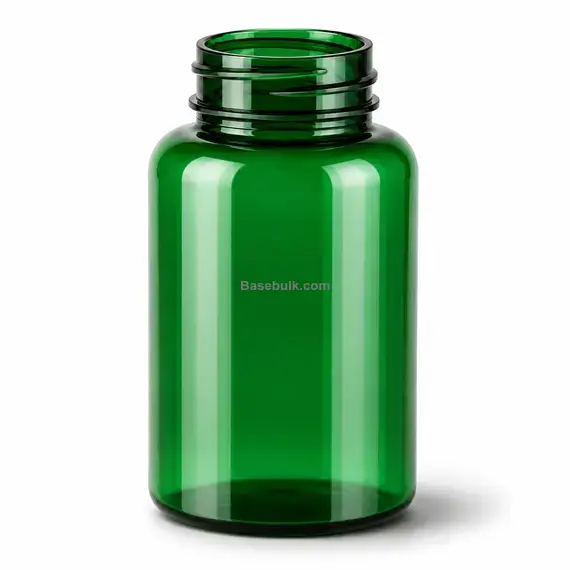 100 ml green PET packer bottle with 38 mm neck, without cap