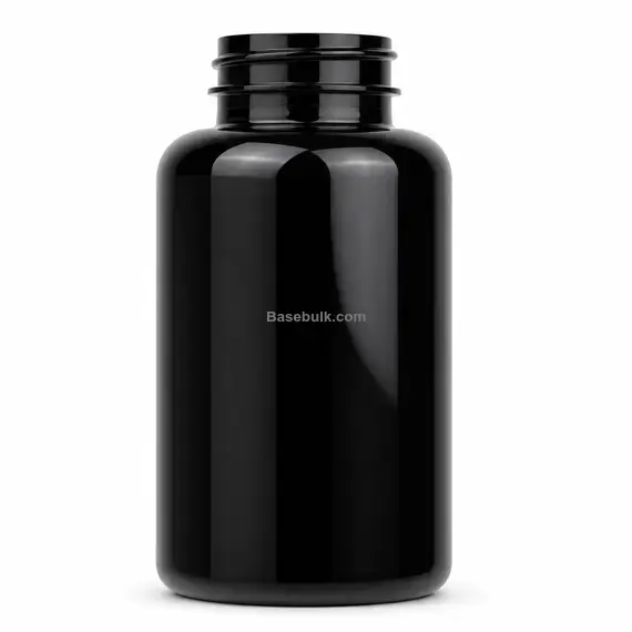 200 ml black PET packer bottle with 38 mm neck, without cap