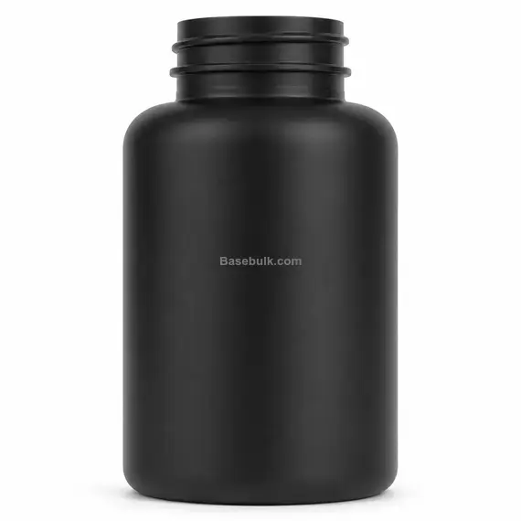 200 ml matte black PET packer bottle with 38 mm neck, without cap