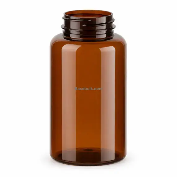 250 ml amber PET packer bottle with 45 mm neck, without cap