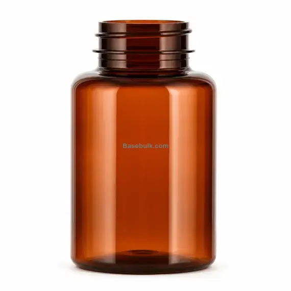 300 ml amber PET packer bottle with 45 mm neck, without cap