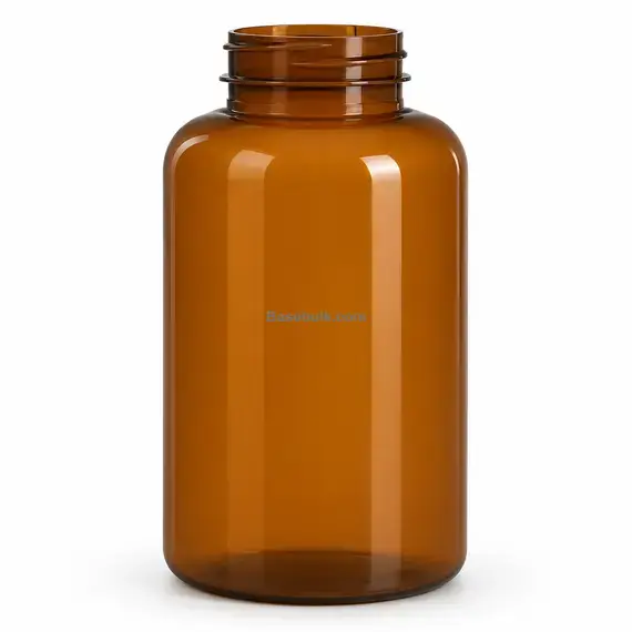 400 ml amber PET packer bottle with 45 mm neck, without cap