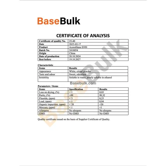 Potassium Acesulfame (Acesulfame-K) white crystal powder RM0000010