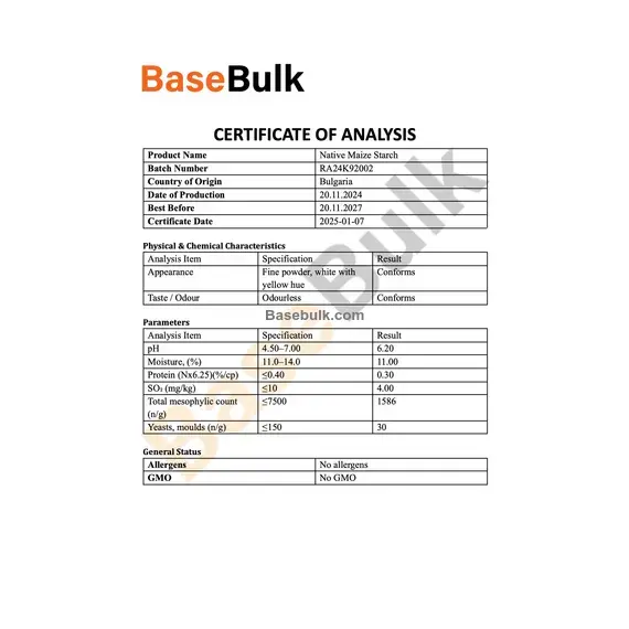Corn starch fine powder, white with yellow hue, RM0000033