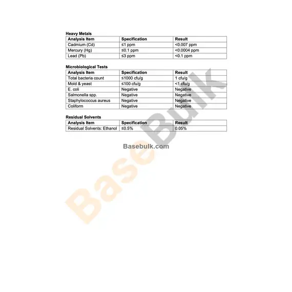 L-Carnitine L-Tatrate specification and analysis sheet