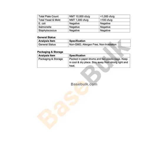 Cranberry extract 50:1 specification sheet for RM0000076