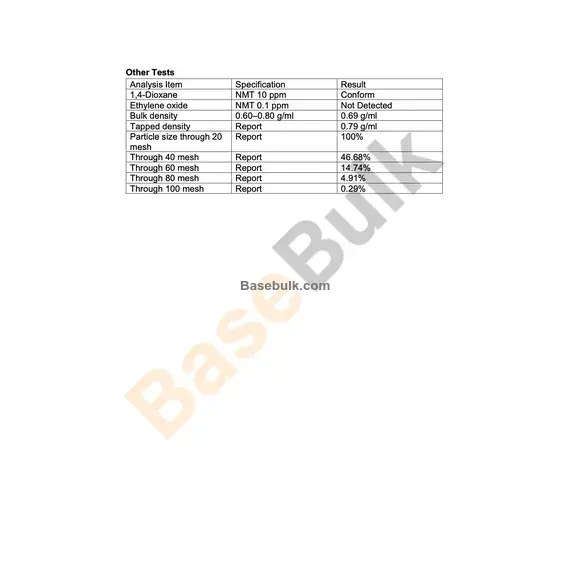 Fiche de spécifications du produit Choline L-Bitartrate Coated RM0000098
