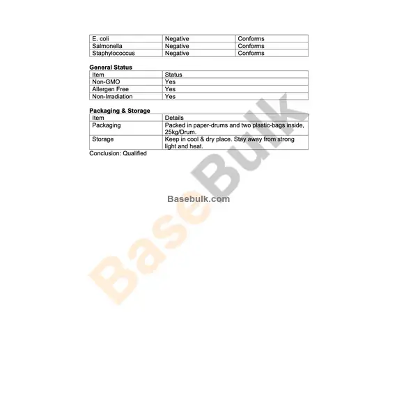 Chamomile (Matricaria recutita) Extract 12:1 specification sheet RM0000129