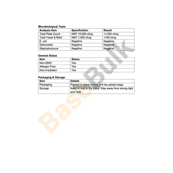 Cordyceps Extract (Cordyceps sinensis) 10:1 specification sheet RM0000138