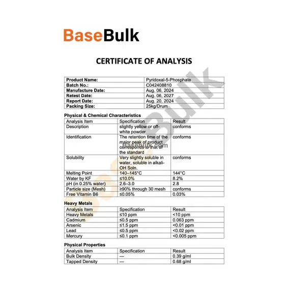 Vitamin B6 (Pyridoxal-5-phosphate) RM0000180 Spezifikationsblatt