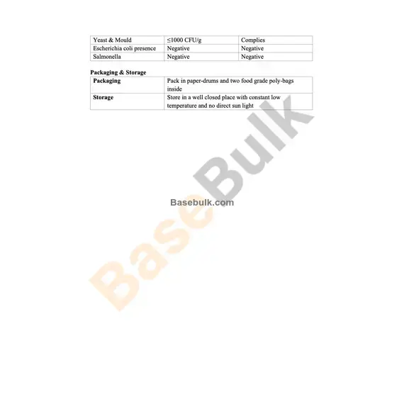 Arkusz specyfikacji fizycznej i chemicznej Astaxanthin 10% RM0000183