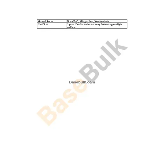 Konjac Glucomannan specification sheet with assay and microbiological test results