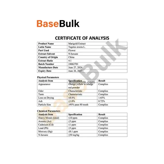Marigold extract lutein 10% orange yellow to orange red powder
