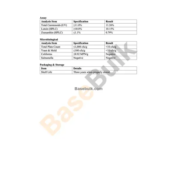 Marigold extract lutein 10% orange yellow to orange red powder