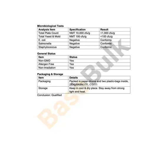 Scutellaria Extract 4:1 specification sheet for RM0000248