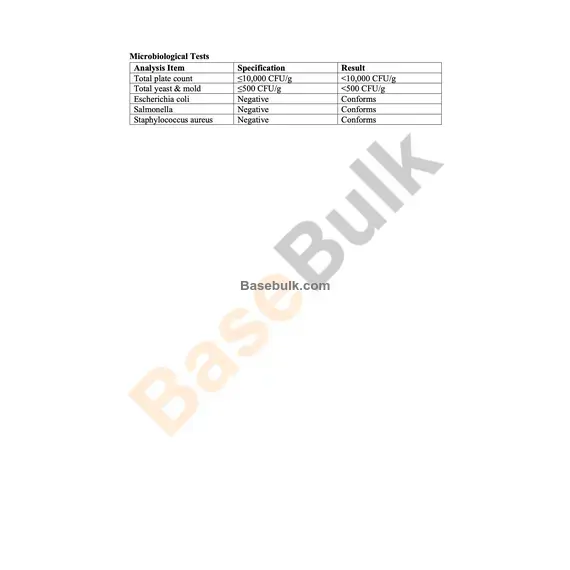 Black pepper extract 95% specification sheet, RM0000260