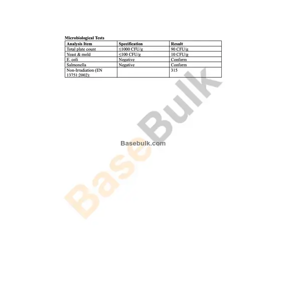 Artemisia Vulgaris 5:1 powder Mugwort Herb Extract specification sheet