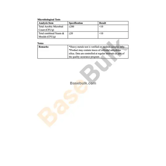 Kollicoat Protect physical and chemical data analysis specifications