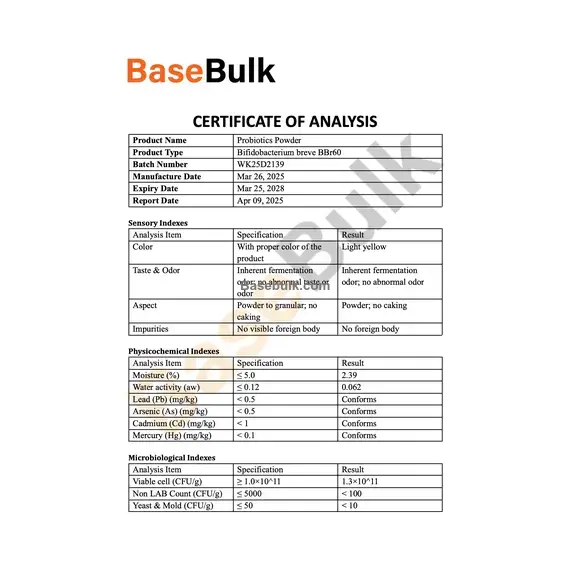 Bifidobacterium breve 100B CFU/g powder RM0000333 specification image