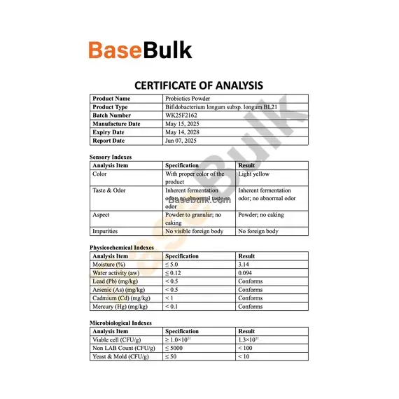 Bifidobacterium longum 100B CFU/g powder specification image RM0000334