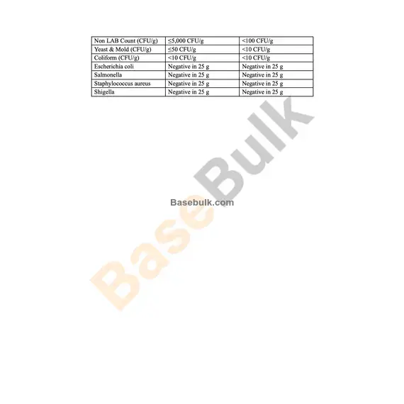 Lactococcus lactis 100B CFU/g product specification sheet RM0000342