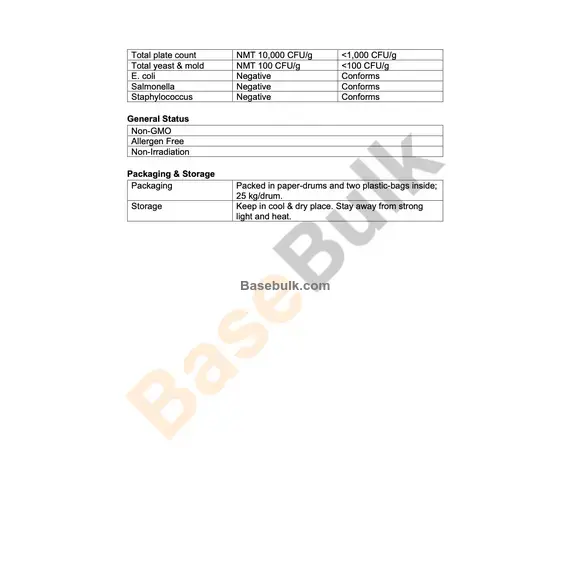 Griffonia seed extract 8:1 brown yellow fine powder specification