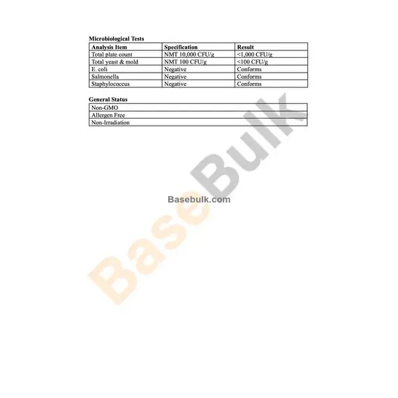 Pumpkin seed extract 10:1 specification sheet RM0000396
