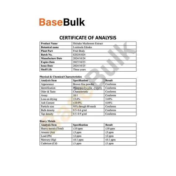 Shiitake extract 10:1 (Lentinula edodes) brown fine powder RM0000417
